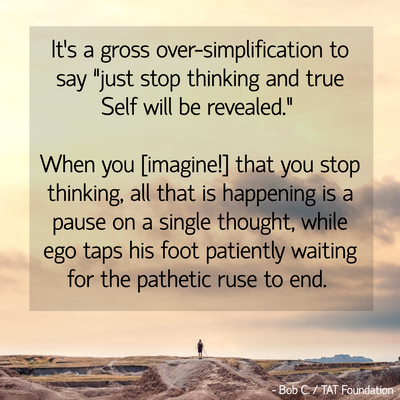 Bob C quote on Instagram, on the dictum to stop thinking