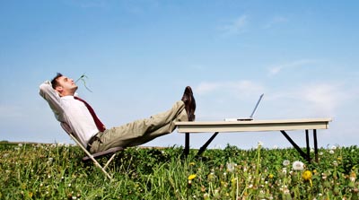 man kicking back and relaxing