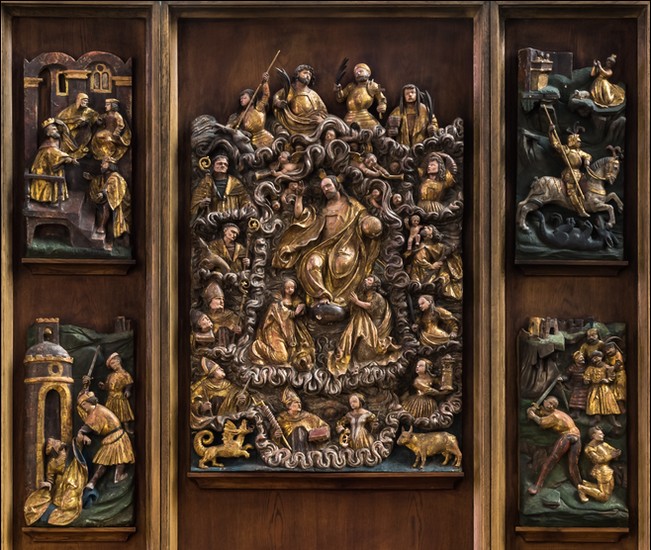 Holy Helpers bas relief