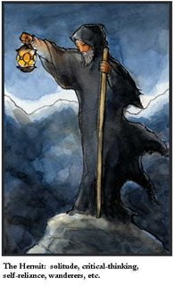 The Hermit: solitude, critical-thinking, self-reliance, wanderers, etc.
