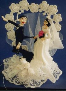 bride and reluctant groom