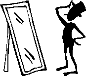 sketch of man in front of mirror