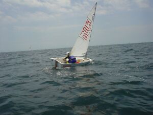 sailboat tacking into the wind